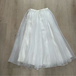 Elegant White Chiffon A line circle Skirt